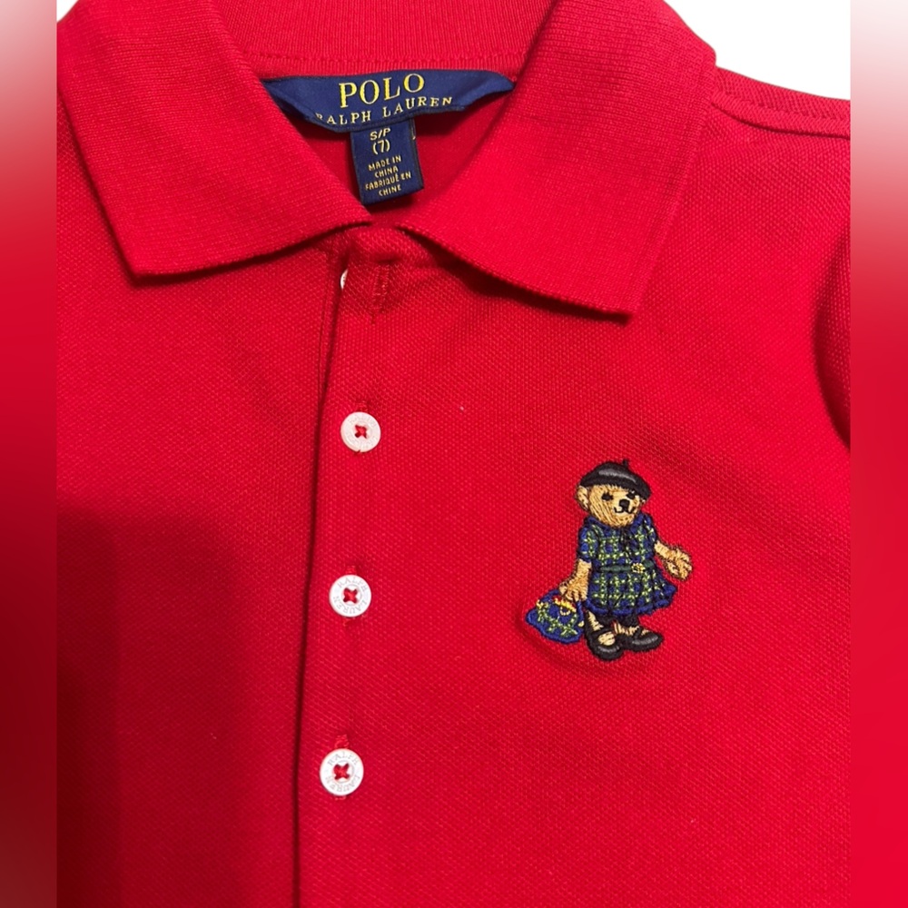 Girls Polo Ralph Lauren Red Polo Shirt Size S/P (7) - Picture 3 of 5